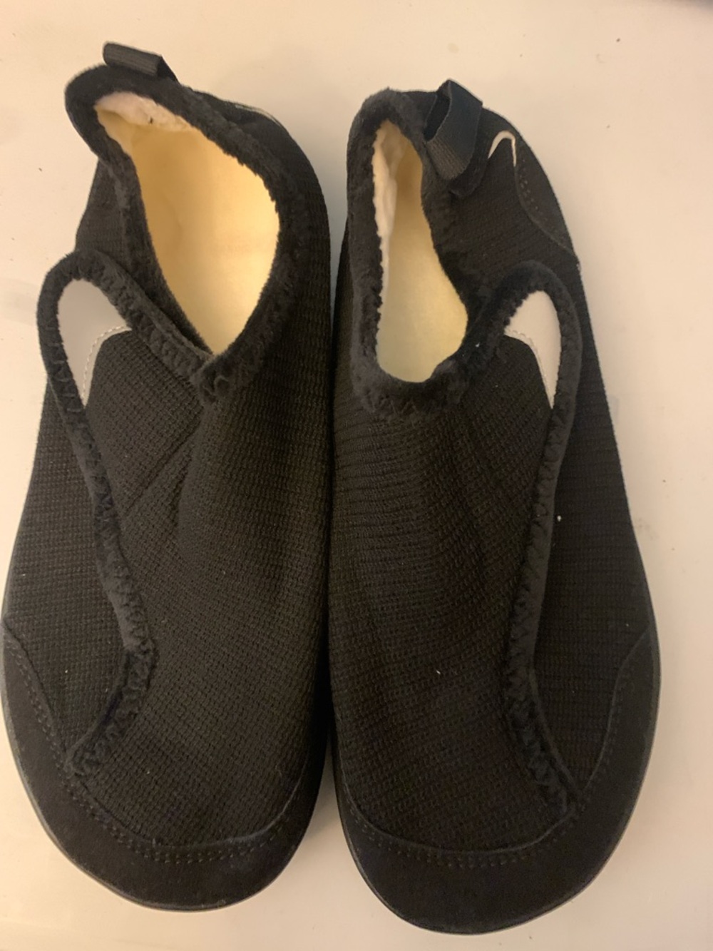Amazon Kids Black Slip-On Water Shoes with White Accent WIDE